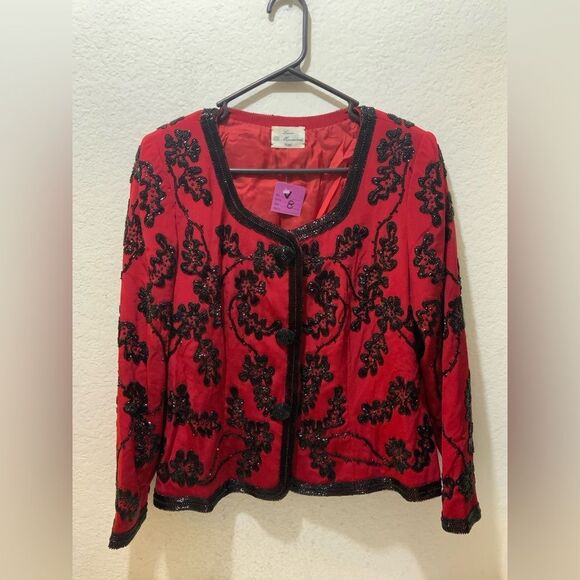 Luisa di Marcantonio Roma  Blazer in redVintage band Collar Evening Jacket - Picture 1 of 6